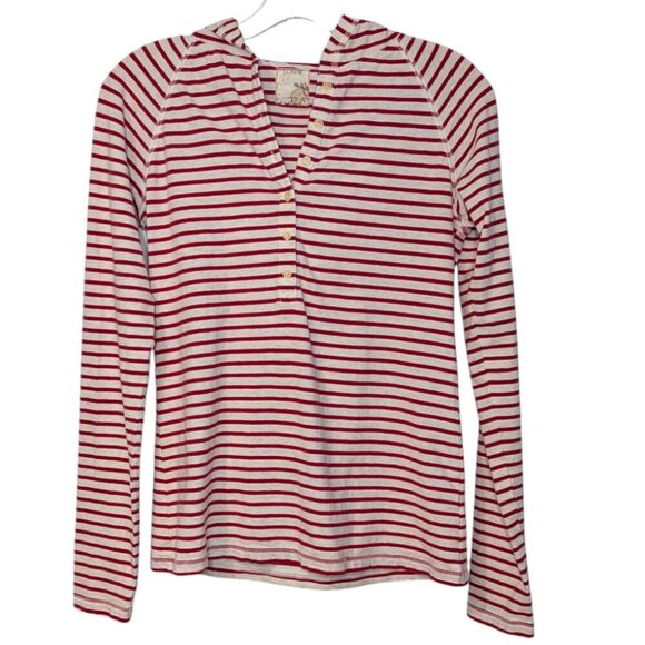 J Crew White and Red Henley Hoodie - SZ - S - Picture 1 of 5